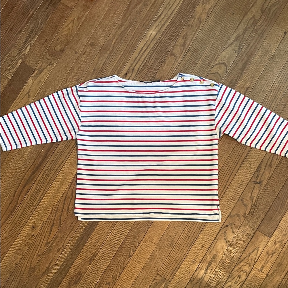 Vineyard Vines 3/4 Sleeve Striped Shirt - Red White and Blue for women